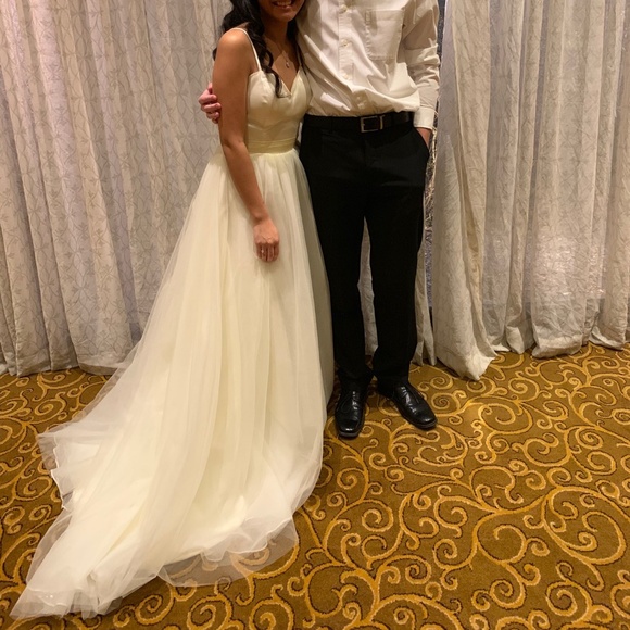 Long Champagne/Ivory/Offwhite Prom Dress - Picture 4 of 8